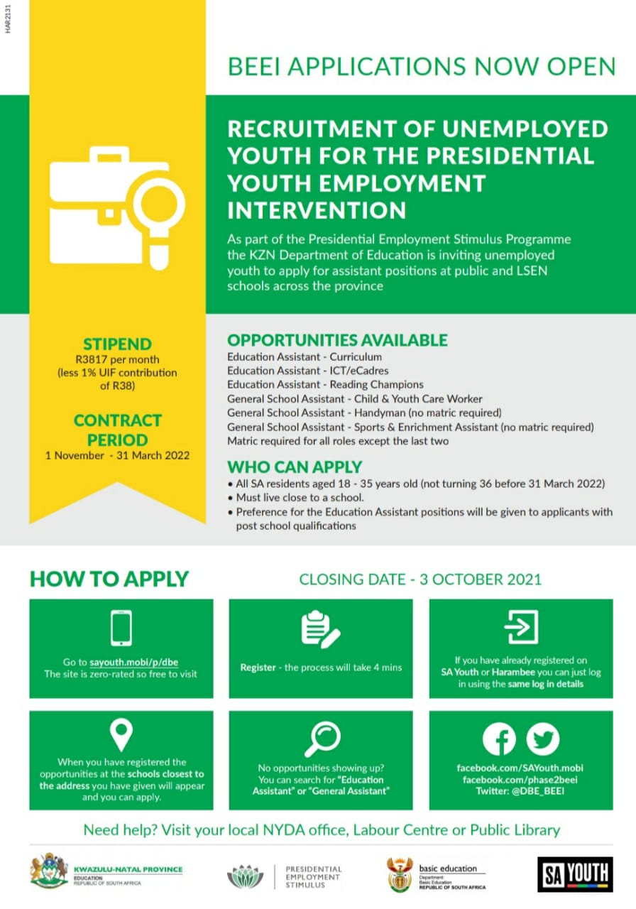 Presidential Youth Employment Initiative South Africa 2024/2025